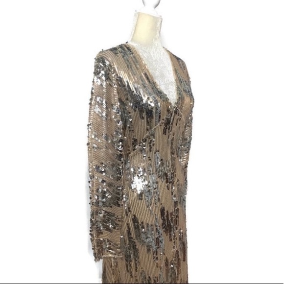 ZARA | long sleeve metallic sequin dress - Picture 3 of 8